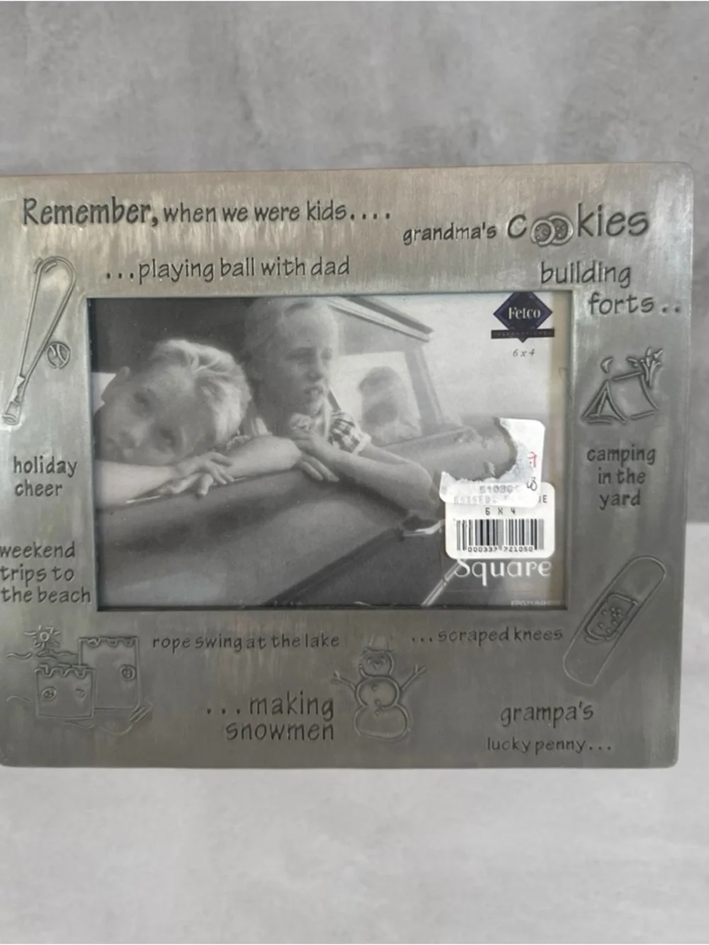 Fetco PEWTER REMEMBER WHEN WE WERE KIDS Picture Frame 4X6 NEW